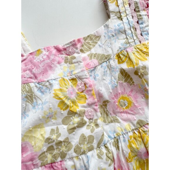 Baby Girl CYNTHIA ROWLEY Pink Yellow Floral Cotton A-Line Tent Dress, Size 24M - Picture 6 of 9